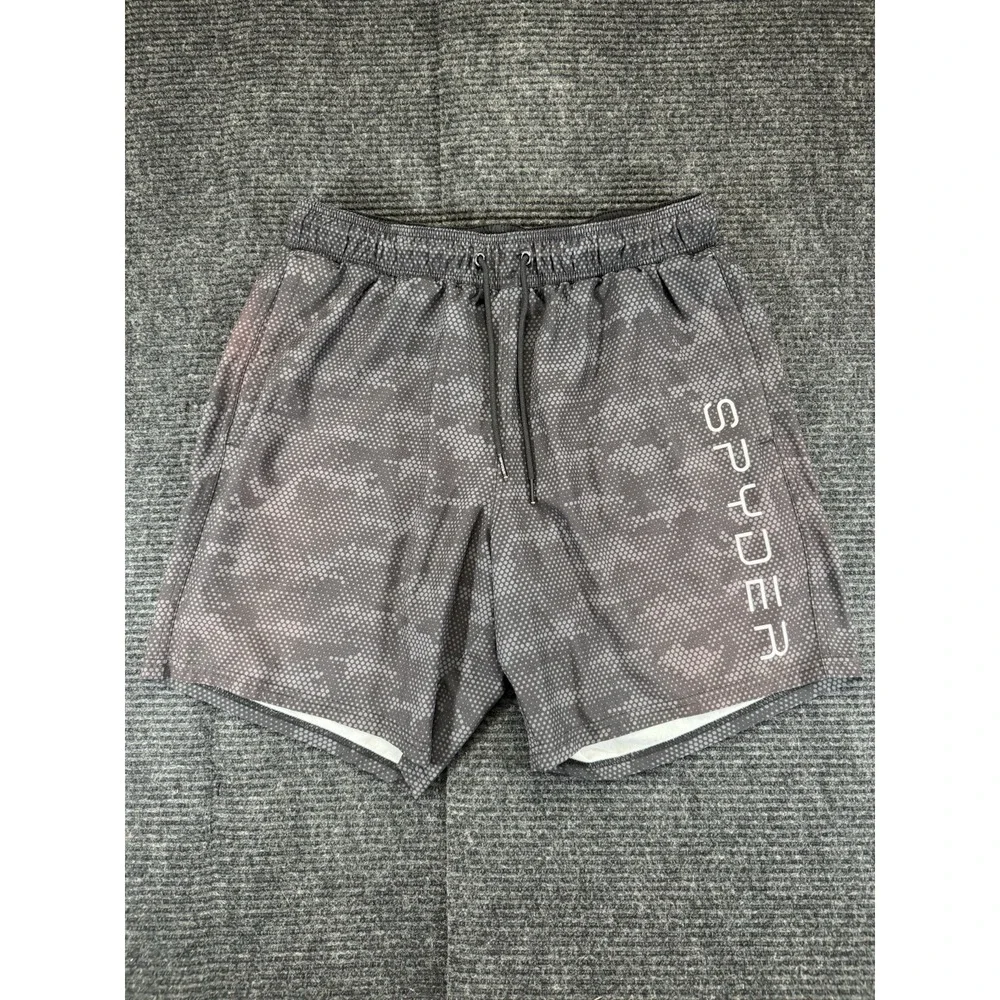 Spyder Swim Men's L Black Gray Camo Swim Trunks Board Shorts UV Protection H44